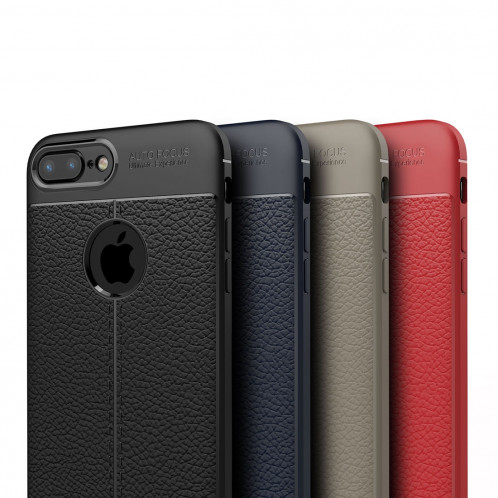 Etui de protection arrière en TPU Litchi Texture pour iPhone 8 Plus & 7 Plus (Noir) SH811B1041-011