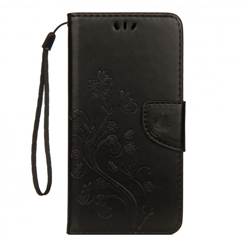 Étui à rabat horizontal en cuir avec motif papillon en relief avec porte-monnaie et porte-monnaie et porte-monnaie pour iPhone XR (noir) SH039B864-09