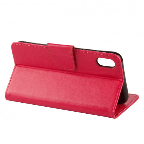 Étui à rabat horizontal avec motif papillon en relief avec fente pour cartes, porte-monnaie et porte-monnaie et lanière pour iPhone XR (Magenta) SH039M1346-09