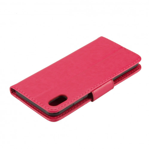 Étui à rabat horizontal avec motif papillon en relief avec fente pour cartes, porte-monnaie et porte-monnaie et lanière pour iPhone XR (Magenta) SH039M1346-09