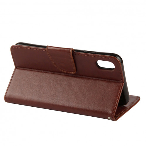 Étui à rabat horizontal avec motif papillon en relief avec fente pour cartes, porte-monnaie et porte-monnaie et lanière pour iPhone XR (marron) SH039Z1155-09