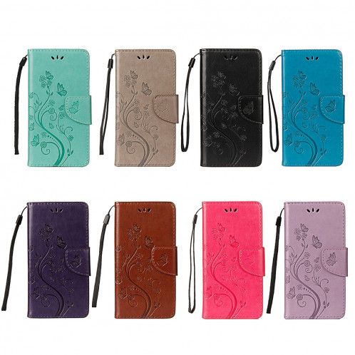 Étui à rabat horizontal avec motif papillon en relief avec fente pour cartes, porte-monnaie et porte-monnaie et lanière pour iPhone XR (gris) SH039H8-09