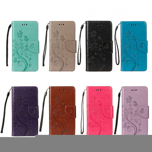 Étui à rabat horizontal avec motif papillon en relief avec fente pour cartes, porte-monnaie et porte-monnaie et lanière pour iPhone XR (Magenta) SH039M1346-09