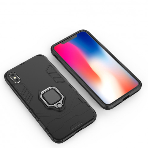 Étui de protection antichoc PC + TPU avec support de bague magnétique pour iPhone XS Max (noir) SH006B72-07