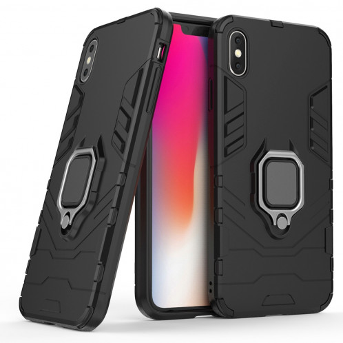 Étui de protection antichoc PC + TPU avec support de bague magnétique pour iPhone XS Max (noir) SH006B72-07