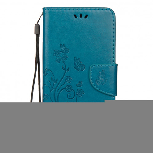 Étui à rabat horizontal en cuir avec motif papillon en relief avec porte-cartes et porte-monnaie et porte-monnaie pour iPhone XS Max (bleu) SH014L697-09