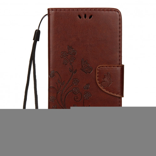 Étui à rabat horizontal avec motif papillon en relief avec fente pour cartes, porte-monnaie et porte-monnaie et lanière pour iPhone XS Max (marron) SH014Z1253-09