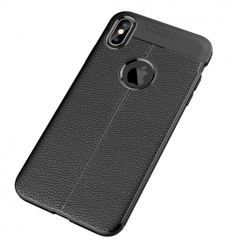 Etui TPU Litchi Texture pour iPhone XS Max (Noir) SH032B1081-011