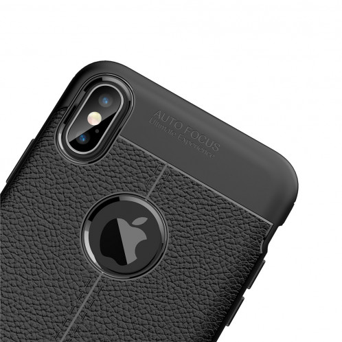 Etui TPU Litchi Texture pour iPhone XS Max (Noir) SH032B1081-011