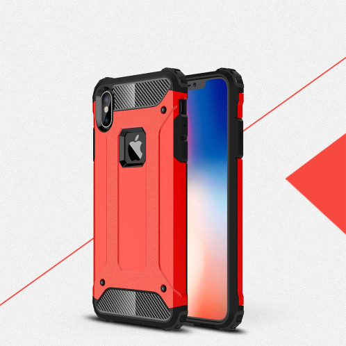 Housse de protection arrière combinée TPU + PC pour iPhone XS Max (rouge) SH051R1683-02