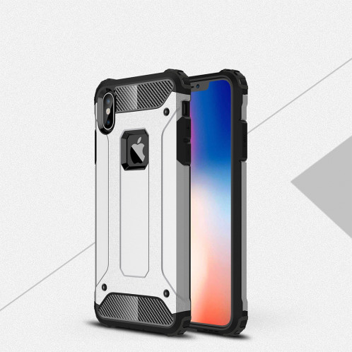 Housse de protection arrière combinée TPU + PC pour iPhone XS Max (argent) SH051S875-06