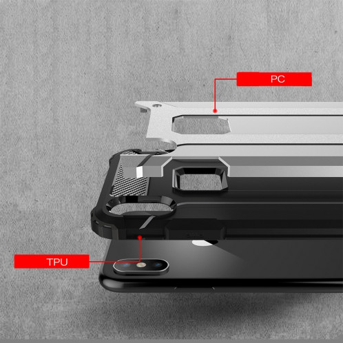 Housse de protection arrière combinée TPU + PC pour iPhone XS Max (argent) SH051S875-06