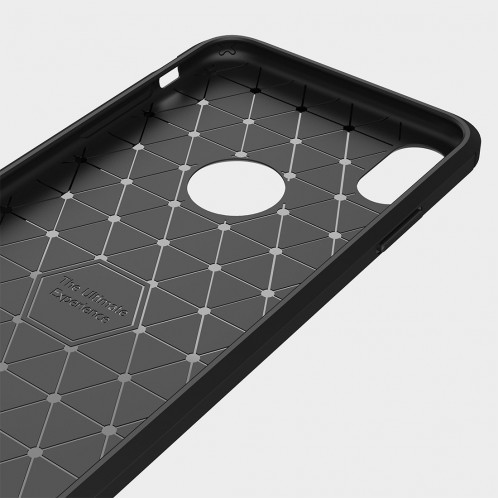 Étui de protection arrière en TPU antidérapant en fibre de carbone à texture brossée pour iPhone XS Max (noir) SH052B851-010