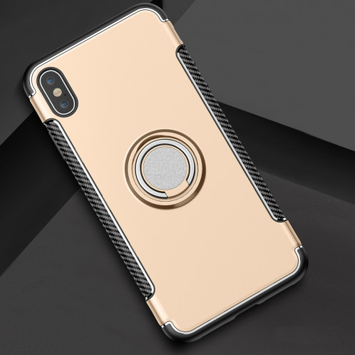 Étui de protection magnétique 360 ​​degrés bague de rotation pour iPhone XS Max (or) SH577J1038-010