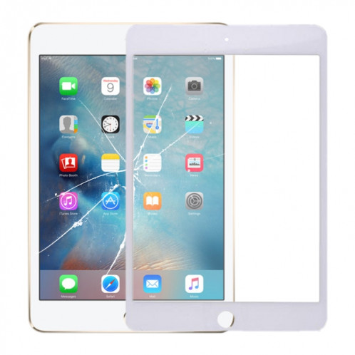 Lentille extérieure en verre de l'écran avant pour iPad Mini 4 A1538 A1550 (blanc) SH085W471-04