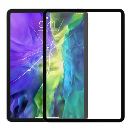 Lentille en verre externe de l'écran avant pour iPad Pro 11 pouces (2020) (noir) SH227B1127-04