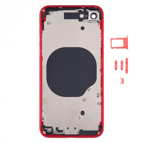 Couvercle arrière de la batterie avec couvercle de l'objectif de l'appareil photo et plateau de la carte SIM et touches latérales pour iPhone SE 2020 (rouge) SH14RL640-06