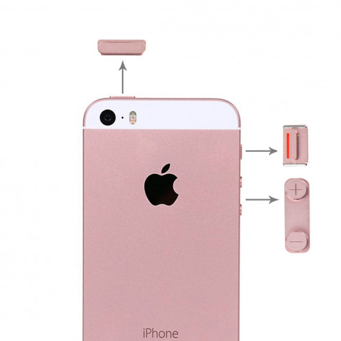 iPartsBuy pour iPhone SE Boutons latéraux + plateau de carte SIM (or rose) SI62RG1543-05