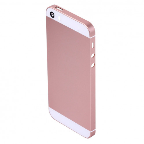iPartsAcheter 5 en 1 pour iPhone SE Original (Couverture arrière + Porte-cartes + Touche de contrôle du volume + Bouton d'alimentation + Touche de vibreur interrupteur muet) Couvercle de boîtier complet (Or rose) SI00RG1008-08