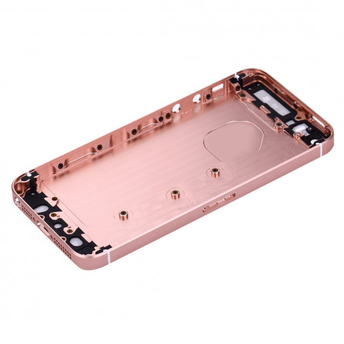 iPartsAcheter 5 en 1 pour iPhone SE Original (Couverture arrière + Porte-cartes + Touche de contrôle du volume + Bouton d'alimentation + Touche de vibreur interrupteur muet) Couvercle de boîtier complet (Or rose) SI00RG1008-08