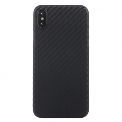 Pour iPhone X Fibre de carbone Texture PP Housse de protection arrière (Noir) SP010B1806-06