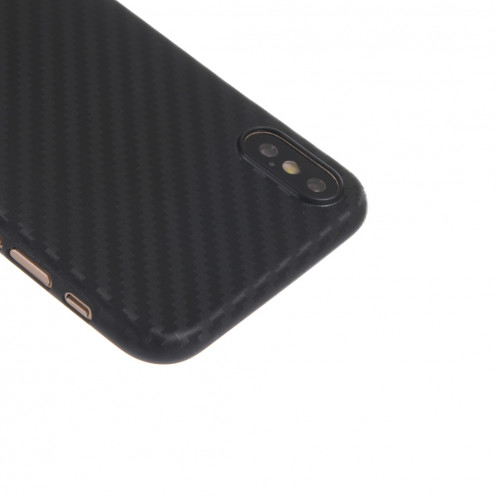 Pour iPhone X Fibre de carbone Texture PP Housse de protection arrière (Noir) SP010B1806-06