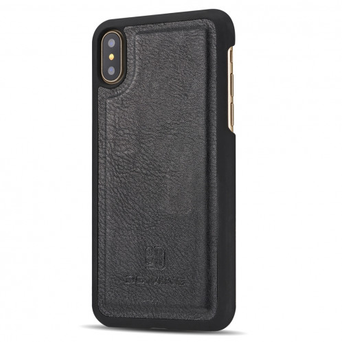 DG.MING pour iPhone X / XS Crazy Horse Texture Housse de protection magnétique amovible avec porte-monnaie et porte-monnaie (noir) SD080B520-09