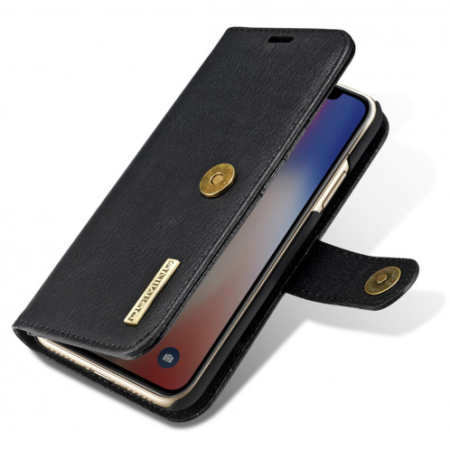DG.MING pour iPhone X / XS Crazy Horse Texture Housse de protection magnétique amovible avec porte-monnaie et porte-monnaie (noir) SD080B520-09