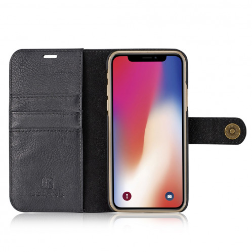 DG.MING pour iPhone X / XS Crazy Horse Texture Housse de protection magnétique amovible avec porte-monnaie et porte-monnaie (noir) SD080B520-09