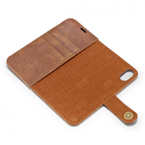 DG.MING pour iPhone X / XS Crazy Horse Texture Housse de protection magnétique détachable à rabat horizontal avec porte-monnaie et fentes pour cartes et porte-monnaie (marron) SD080Z1481-09