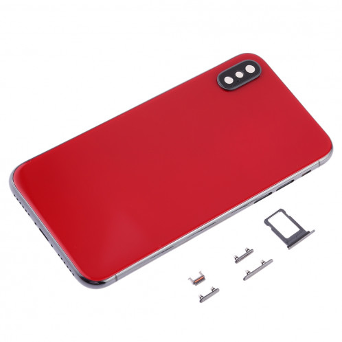Coque arrière avec plateau pour carte SIM et touches latérales pour iPhone X (rouge) SH24RL1986-06