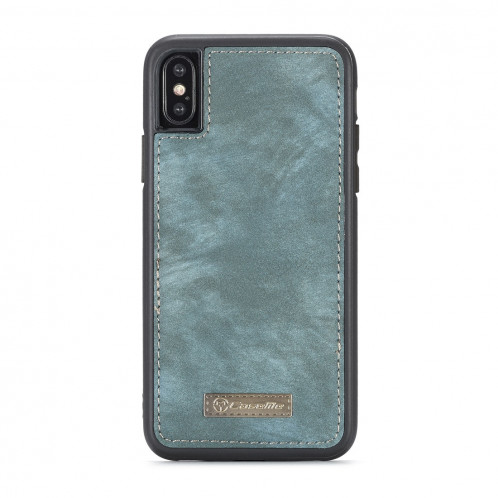 CaseMe-008 pour iPhone X / XS TPU + PC Absorption Magnétique Amovible Couverture Arrière Housse En Cuir Horizontal Avec Porte-Fentes & Carte & Zipper Wallet & Cadre Photo (Bleu) SC922L1097-012