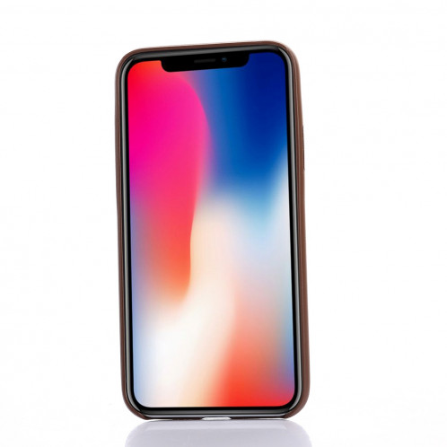 Pour iPhone X / XS anti-chute PU étui de protection arrière (marron) SH210Z758-06