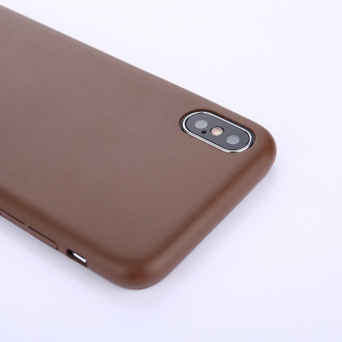 Pour iPhone X / XS anti-chute PU étui de protection arrière (marron) SH210Z758-06