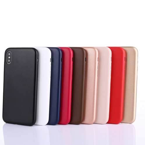 Pour iPhone X / XS anti-chute PU étui de protection arrière (marron) SH210Z758-06