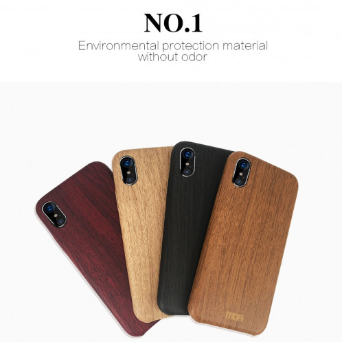 MOFI Pour iPhone X Élément Série Bois Texture Doux Etui de Protection Arrière (Vin Rouge) SM31WR640-09