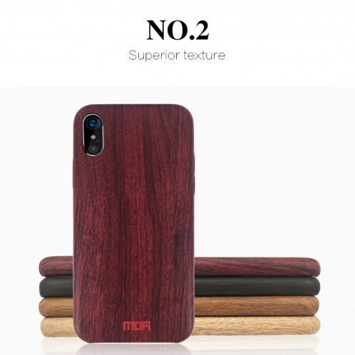 MOFI Pour iPhone X Élément Série Bois Texture Doux Etui de Protection Arrière (Vin Rouge) SM31WR640-09