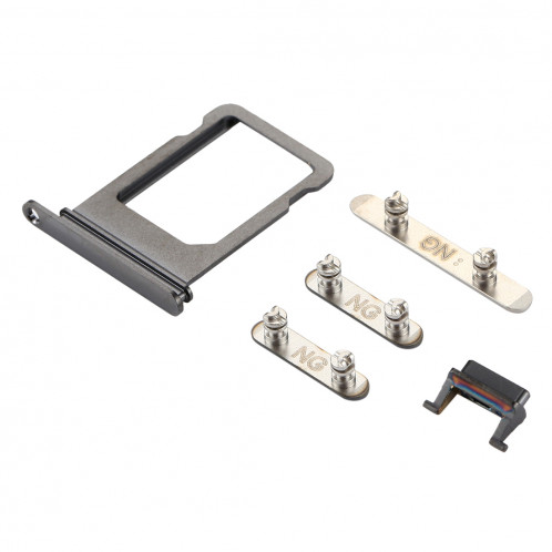 iPartsAchetez pour le plateau de carte d'iPhone X + la clé de contrôle de volume + le bouton d'alimentation + la touche vibrante de commutateur de sourdine (gris) SI321H1755-05