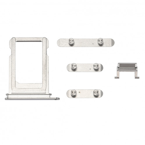 iPartsAchetez pour le plateau de carte d'iPhone X + la clé de contrôle de volume + le bouton d'alimentation + la clé de vibreur de commutateur de sourdine (argent) SI321S523-05