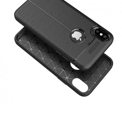 Pour iPhone X / XS Litchi Texture Housse de protection arrière en TPU (marine) SH11NV256-011