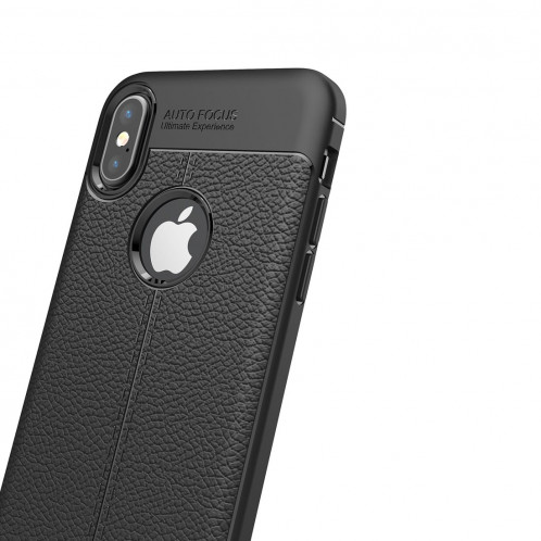 Pour iPhone X / XS Litchi Texture Housse de protection arrière en TPU (Noir) SH811B60-011