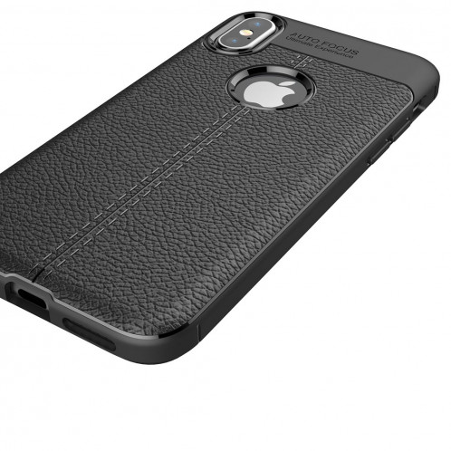 Pour iPhone X / XS Litchi Texture Housse de protection arrière en TPU (Noir) SH811B60-011