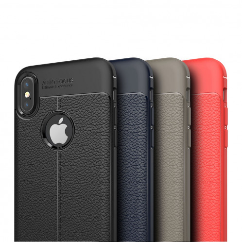 Pour iPhone X / XS Litchi Texture Housse de protection arrière en TPU (rouge) SH811R416-011