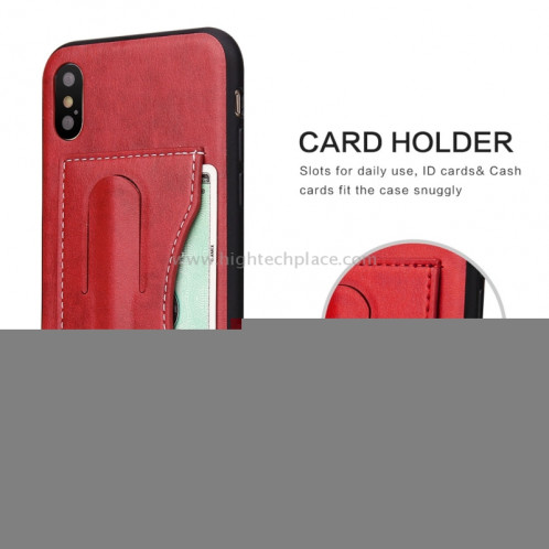 Fierre Shann Pour iPhone X Couverture complète Étui en cuir de protection avec support et fiche pour carte (Rouge) SF960R1-010