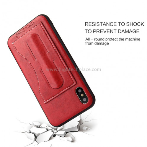 Fierre Shann Pour iPhone X Couverture complète Étui en cuir de protection avec support et fiche pour carte (Rouge) SF960R1-010