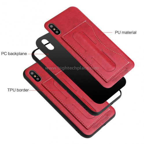 Fierre Shann Pour iPhone X Couverture complète Étui en cuir de protection avec support et fiche pour carte (Rouge) SF960R1-010