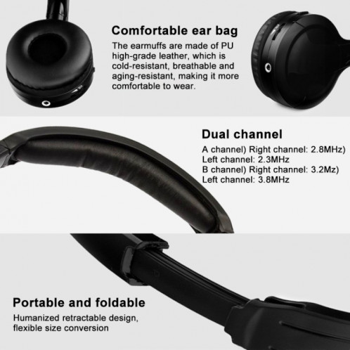 LPT03 Casque sans fil Infrarouge Dual/Single Channel Earphone (Noir) SH650B335-06