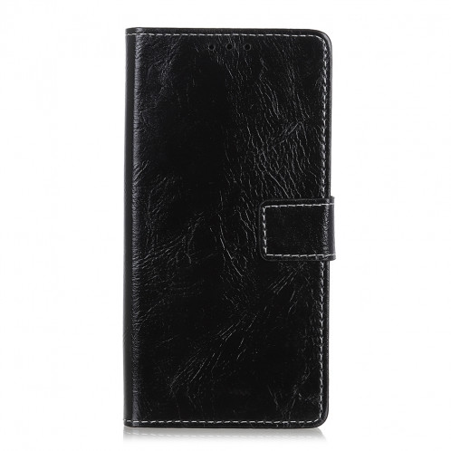 Housse en cuir à rabat horizontal Retro Crazy Horse Texture pour iPhone 11 Pro Max, avec porte-carte et fentes pour cartes, cadre photo et porte-monnaie (Noir) SH001B794-07