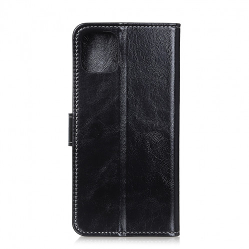 Housse en cuir à rabat horizontal Retro Crazy Horse Texture pour iPhone 11 Pro Max, avec porte-carte et fentes pour cartes, cadre photo et porte-monnaie (Noir) SH001B794-07