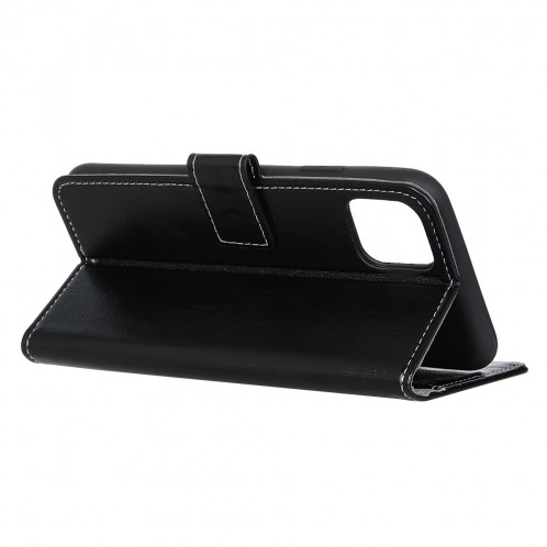 Housse en cuir à rabat horizontal Retro Crazy Horse Texture pour iPhone 11 Pro Max, avec porte-carte et fentes pour cartes, cadre photo et porte-monnaie (Noir) SH001B794-07